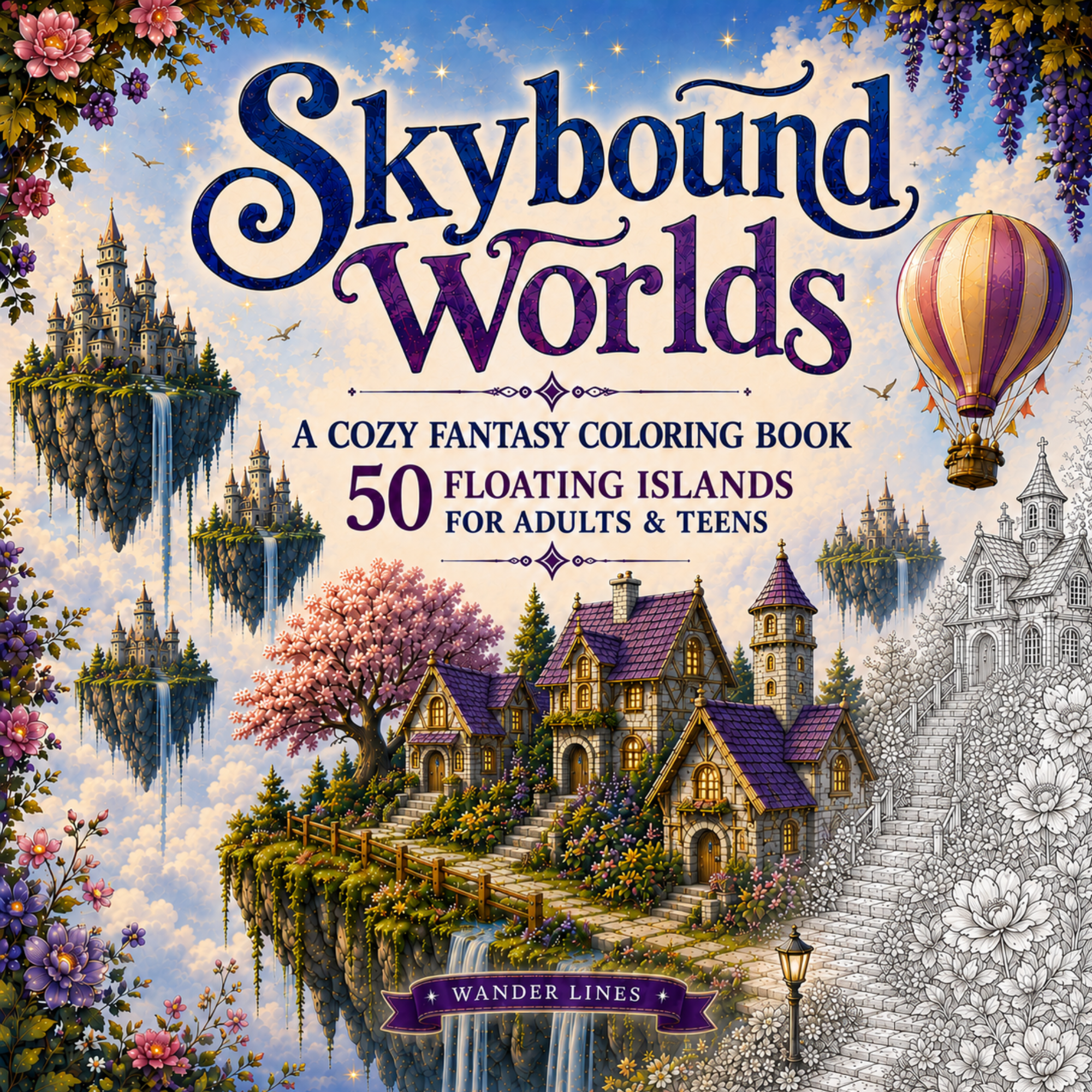 Cover of the latest Wander Lines coloring book
