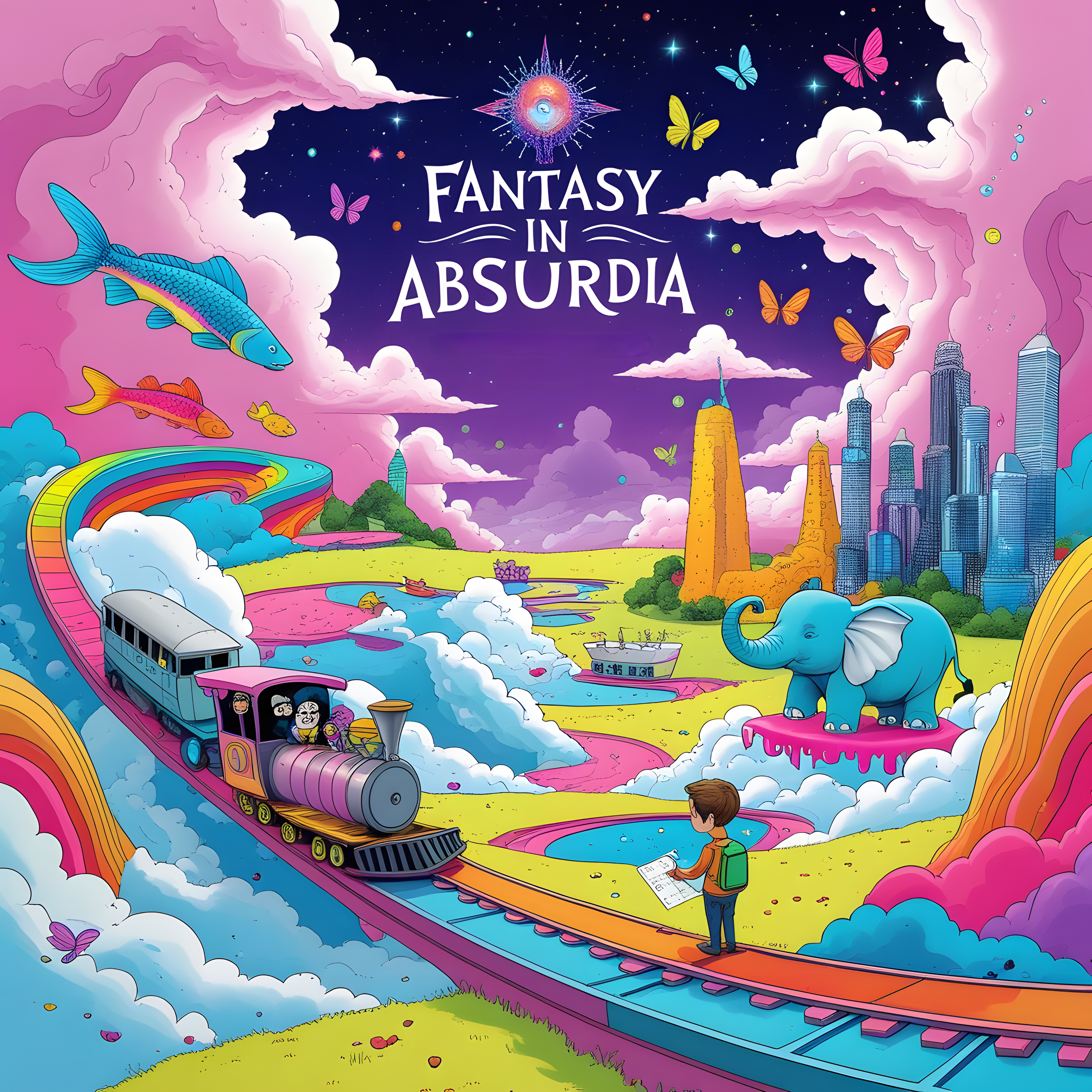 Voyage en Absurdie — surreal scenes to color