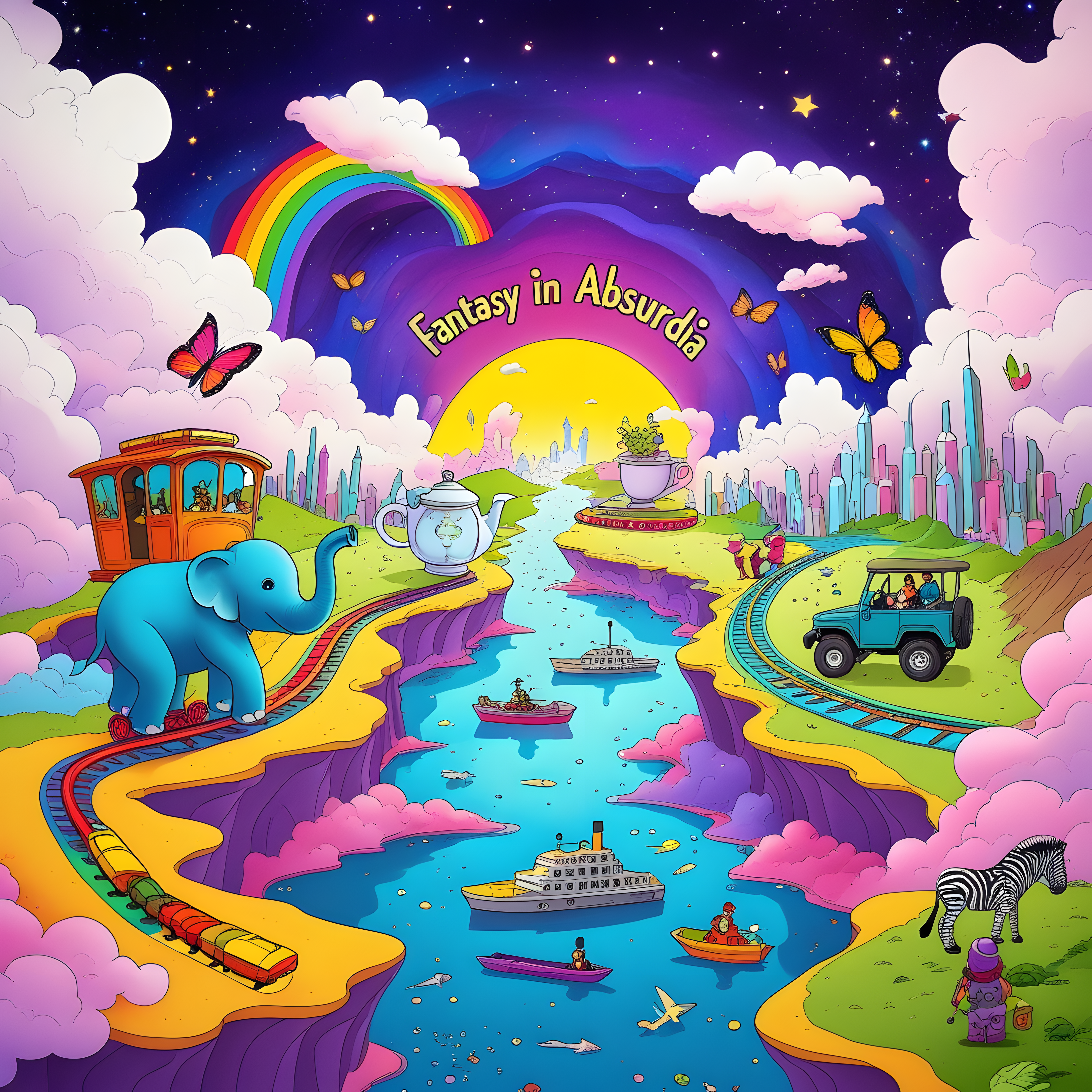 Voyage en Absurdie — surreal scenes to color