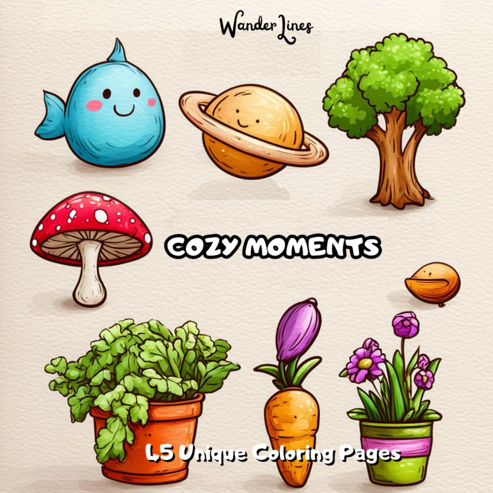 Cozy Moments — simple and cute coloring pages