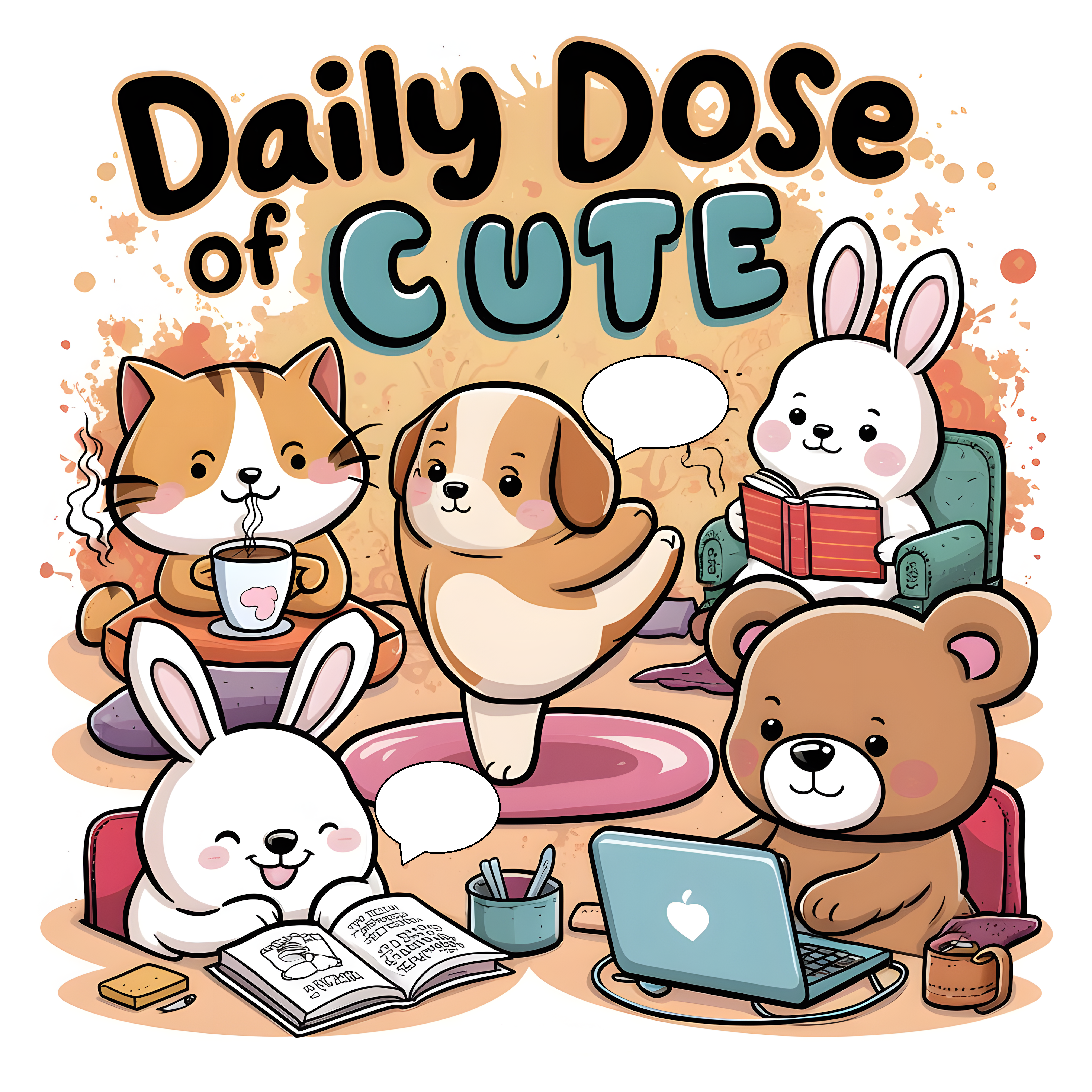 Daily Dose of Cute 2 - Cute animals scenes with fill-in speech bubbles!