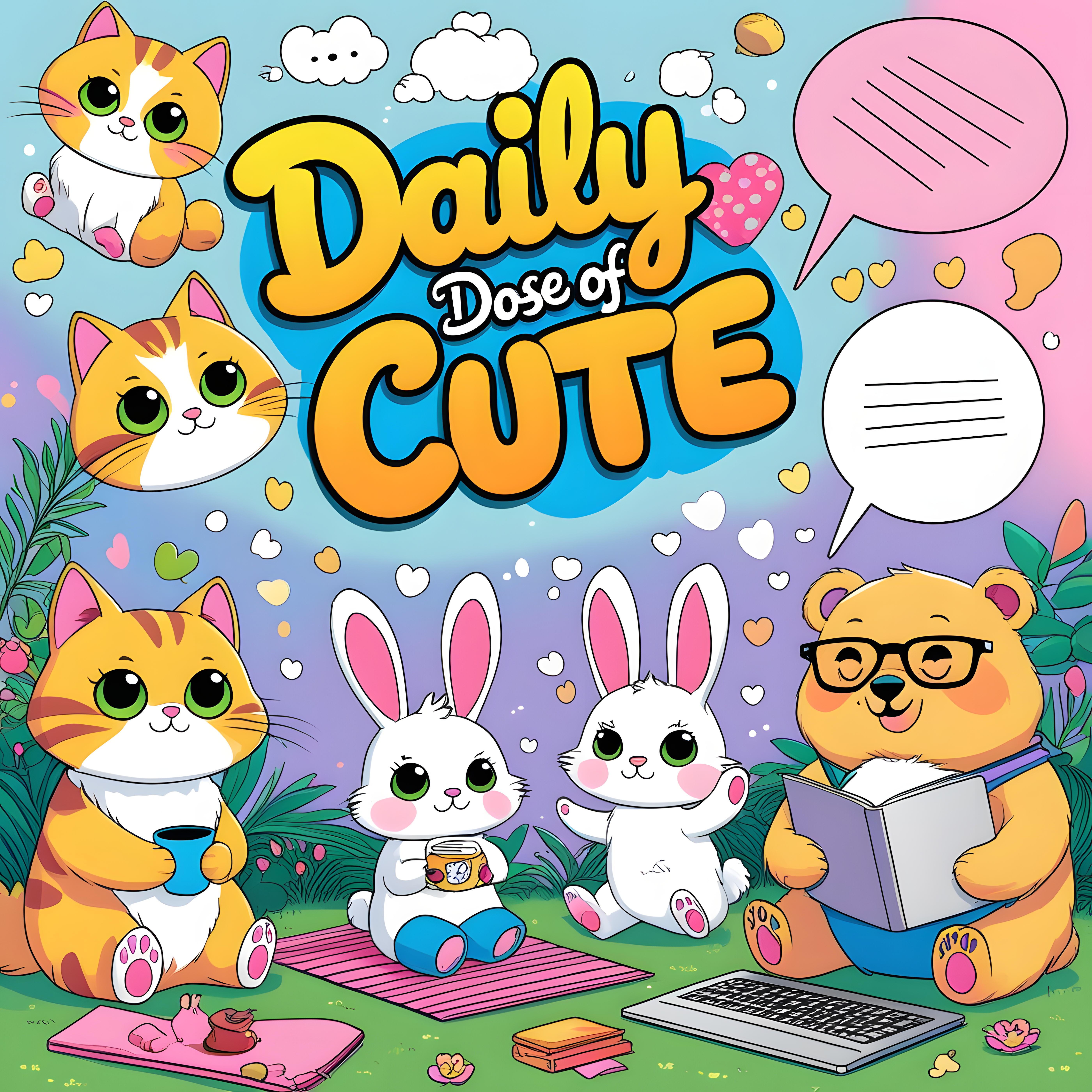 Daily Dose of Cute 3 - Cute animals scenes with fill-in speech bubbles!